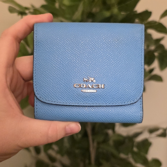 Coach Handbags - Coach Blue Trifold Wallet
